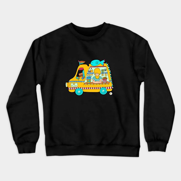 Fish & Chips Food Truck Crewneck Sweatshirt by Mellowdays